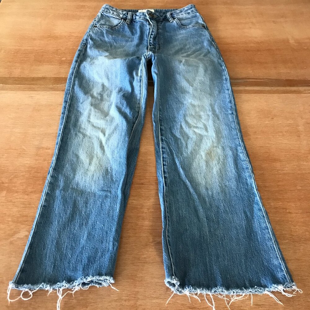 Rolla's Eastcoast Flare Jeans Women 25 Blue High Rise Raw Hem Medium Wash 17271